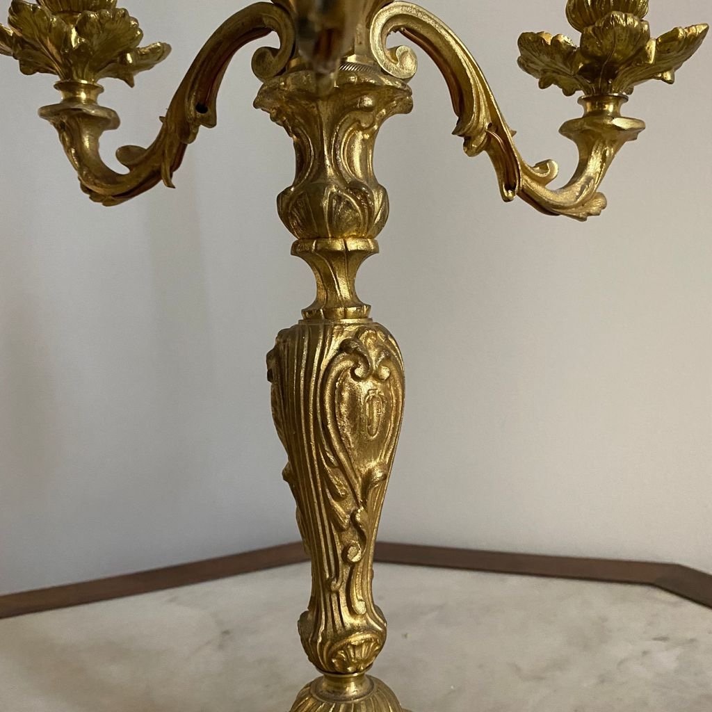 Grande Lampe En Bronze Doré De Style Louis XV Fin XIX Ieme -photo-3