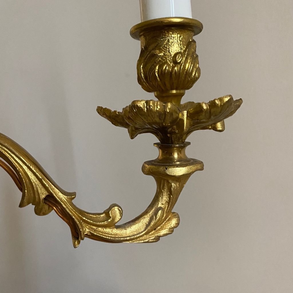 Grande Lampe En Bronze Doré De Style Louis XV Fin XIX Ieme -photo-6