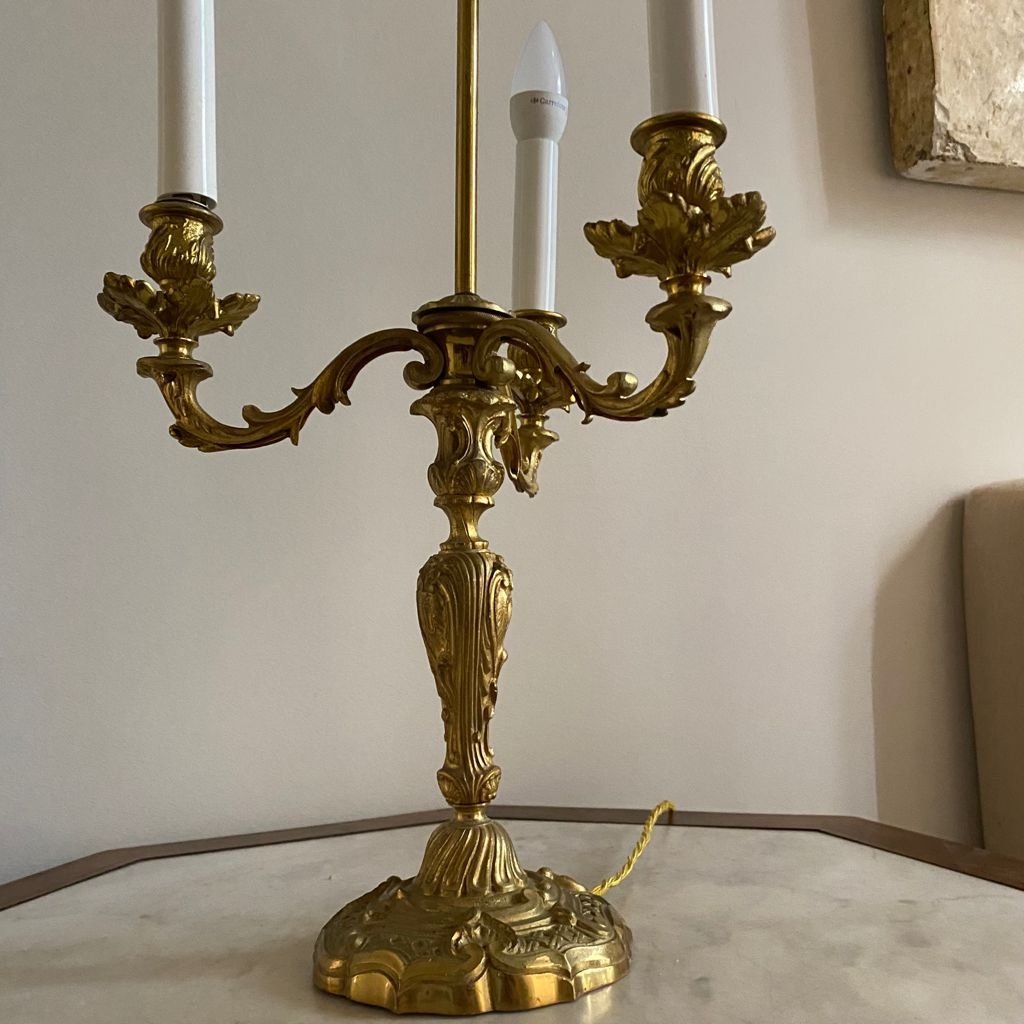 Grande Lampe En Bronze Doré De Style Louis XV Fin XIX Ieme -photo-8