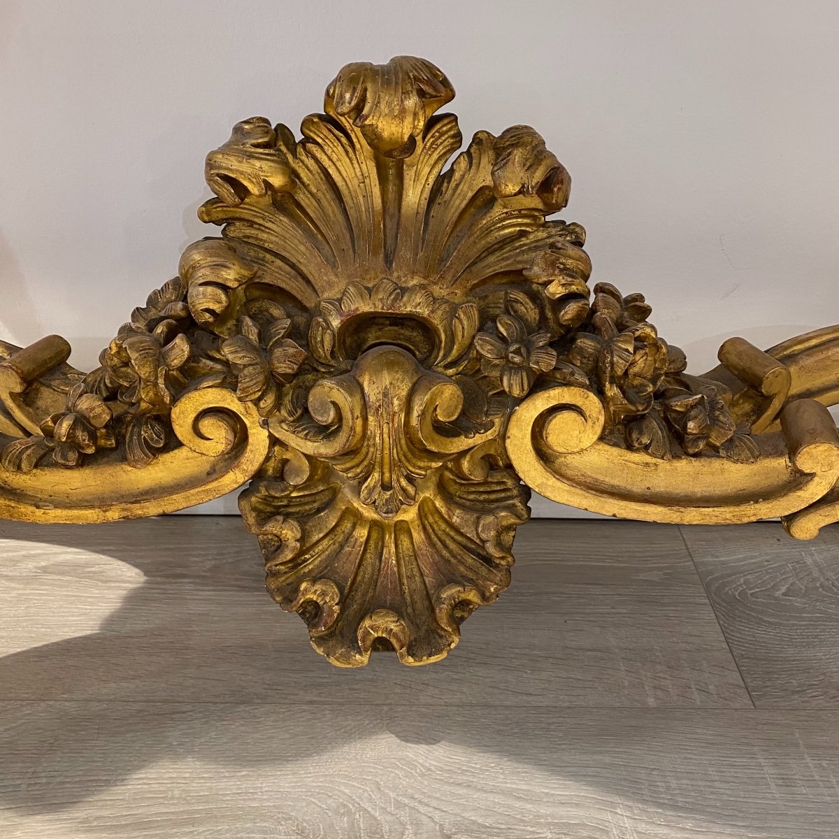 Console In Golden Wood With 4 Legs In Louis XV Style And Napoleon III Period-photo-2