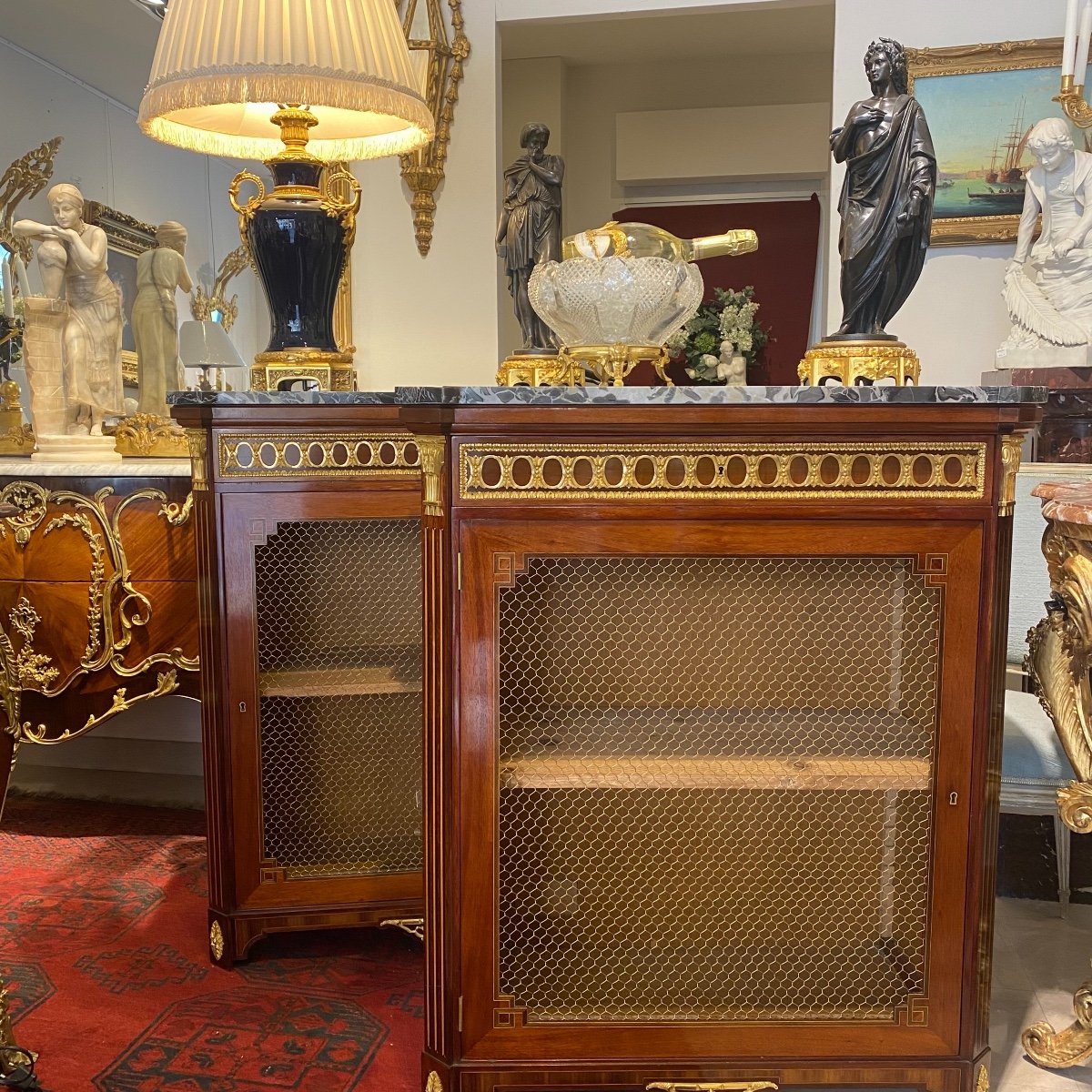Paire De Meuble D’appui Bibliotheque De Style Louis XVI De La Maison Rinck-photo-4