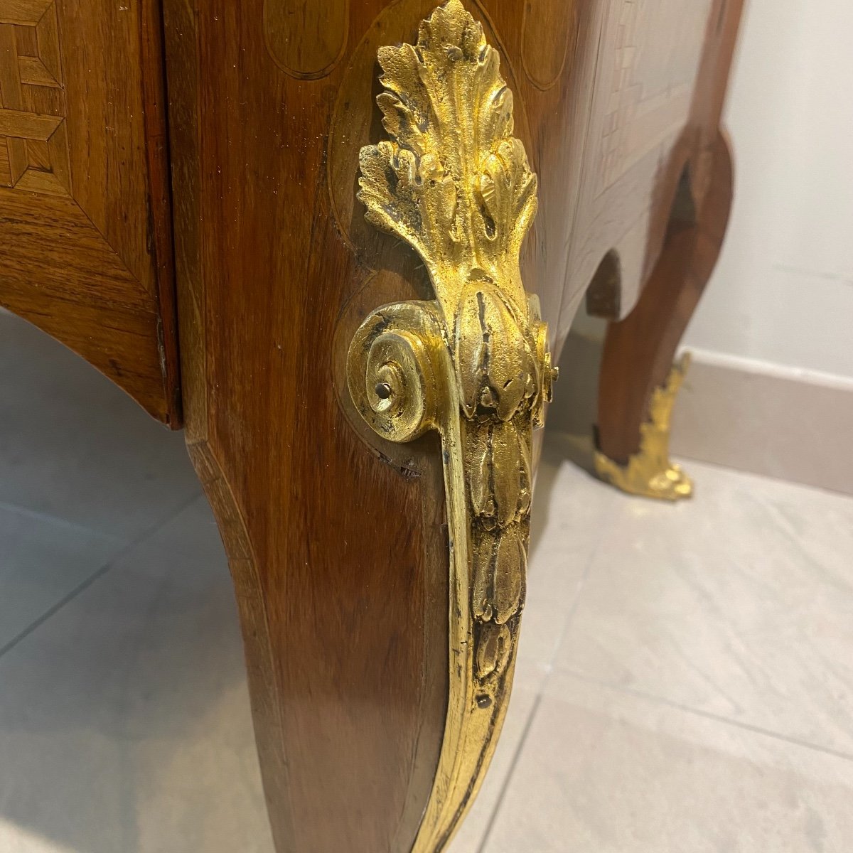 Commode Transition Aux Têtes De Bélier D’après Le Modèle De Oeben époque XIX Ieme -photo-8