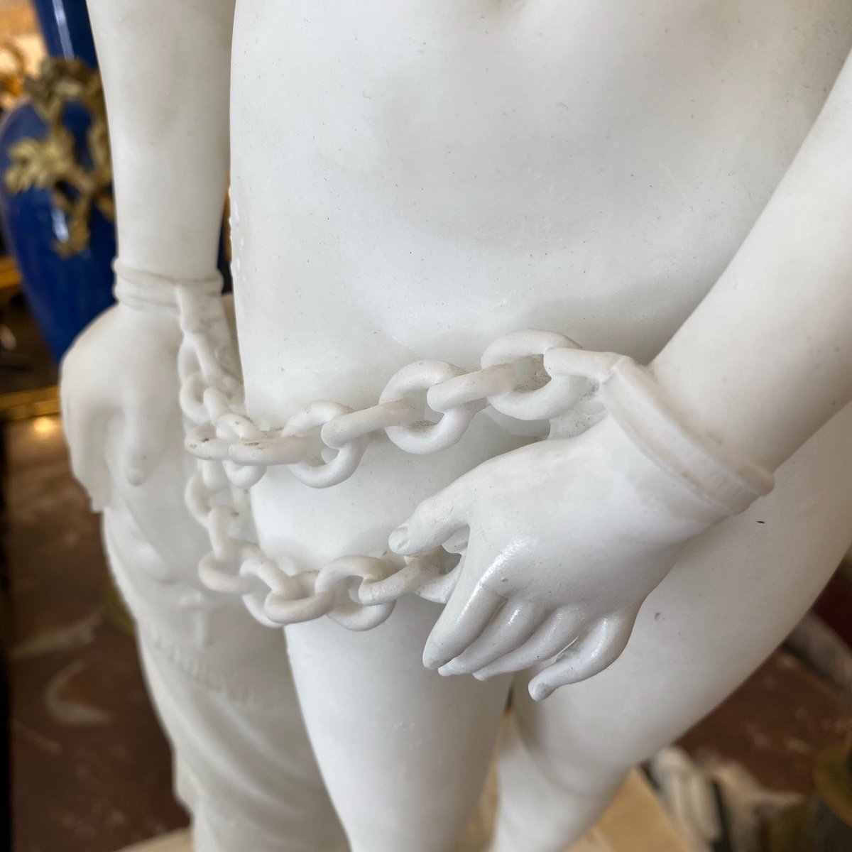Woman In The Antique Chained In Carrara Marble End XIX Ieme-photo-4