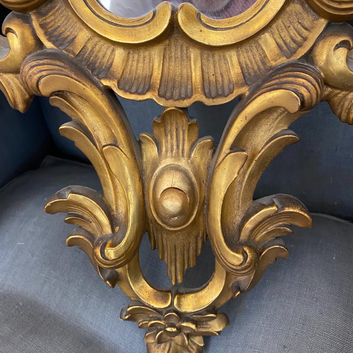 Paire De Miroirs Baroques Italiens en bois doré début XX Ieme -photo-4