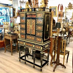 Napoleon Style Cabinet In Boulle Marquetry Period Early 20th Century 