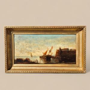 Marine - Oil On Wood Panel – Joseph Guichard (1806-1880), 19th Century