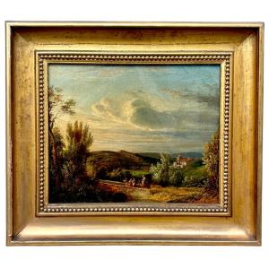 Paysage de campagne française, huile sur toile, 19ème siècle