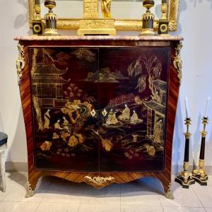 Buffet Support Height In Chinese Lacquer And Violet Wood End XIXth