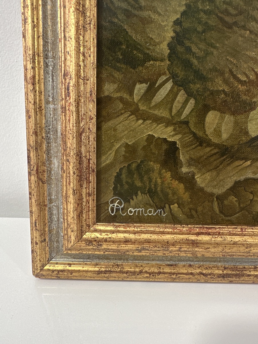 Bernard Ambielle (1951) Dit Roman Oil On Canvas, Surreal Landscape, Undergrowth, Strasbourg-photo-2