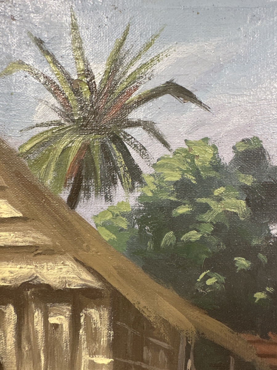 Ambroise RAKOTO (XX) Scène de village à Madagascar - Huile sur toile -photo-4