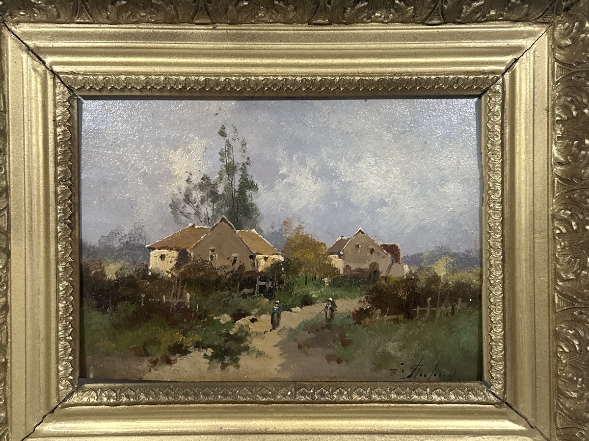 Eugène Galien-laloue (1854-1941) Oil On Panel Figures Near A Hamlet-photo-3
