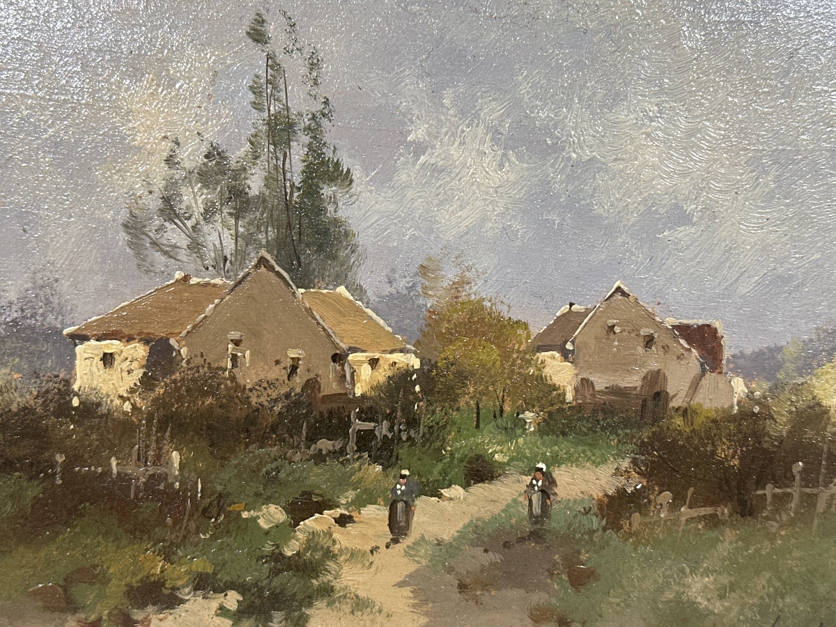 Eugène Galien-laloue (1854-1941) Oil On Panel Figures Near A Hamlet-photo-4