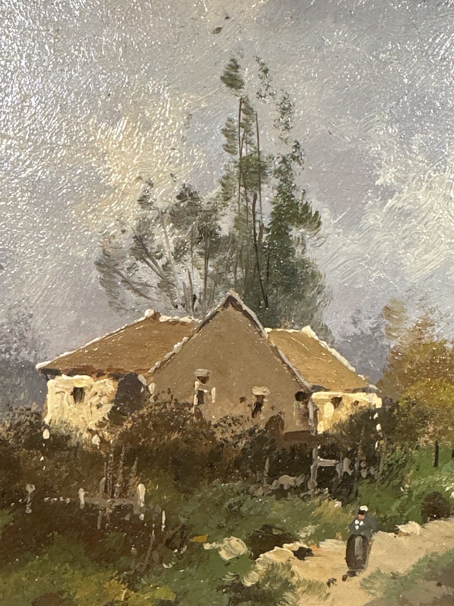 Eugène Galien-laloue (1854-1941) Oil On Panel Figures Near A Hamlet-photo-2