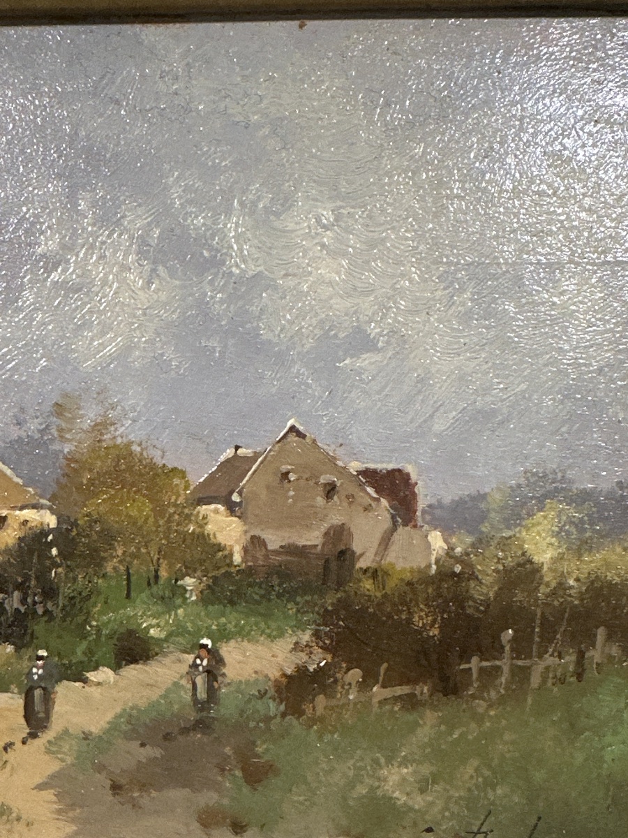 Eugène Galien-laloue (1854-1941) Oil On Panel Figures Near A Hamlet-photo-3