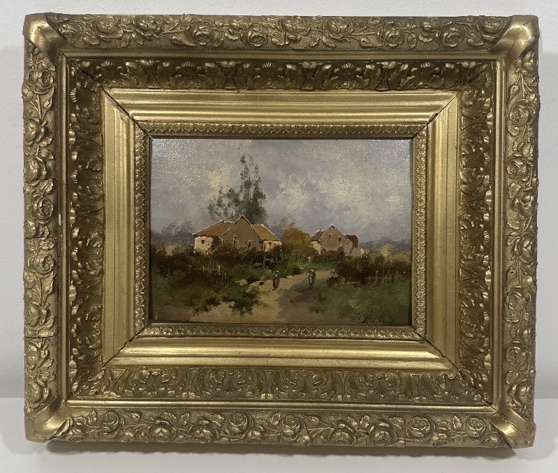 Eugène Galien-laloue (1854-1941) Oil On Panel Figures Near A Hamlet
