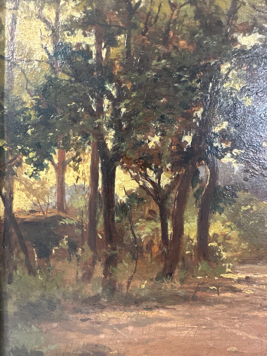 Henri Laurent MOUREN (1844-1926) Clairière forestière - Ecole française XIX/XX e-photo-4