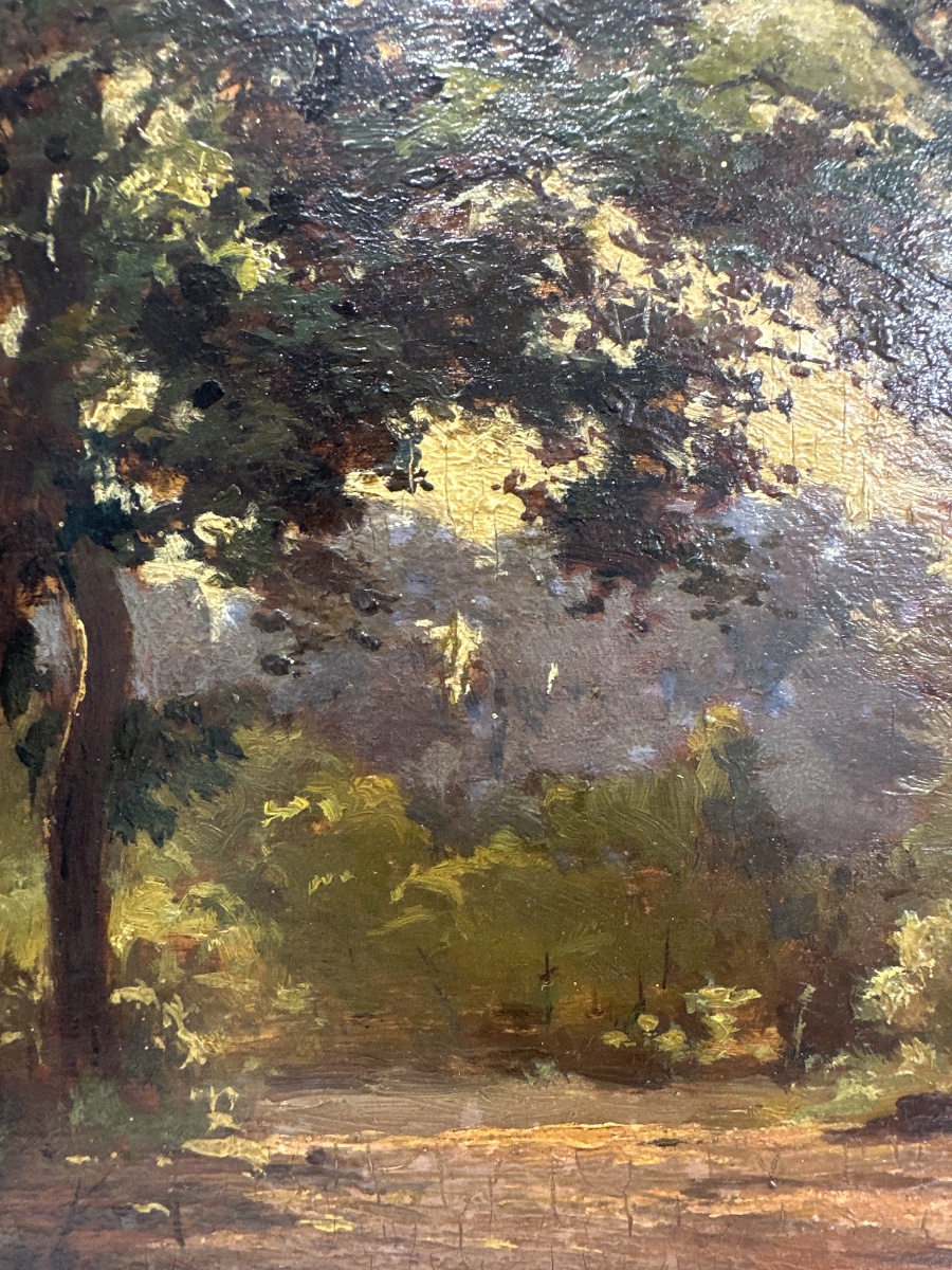 Henri Laurent MOUREN (1844-1926) Clairière forestière - Ecole française XIX/XX e-photo-1