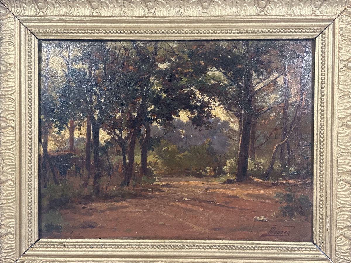 Henri Laurent MOUREN (1844-1926) Clairière forestière - Ecole française XIX/XX e