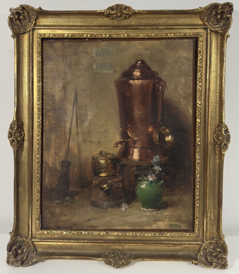 Lucienne Marie Boulanger (1868-1920) Oil On Canvas - Still Life With Samovar Boulogne-sur-mer 