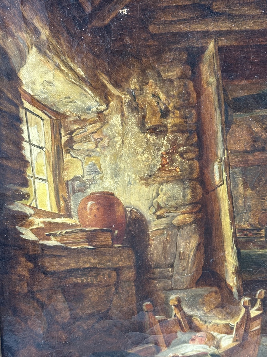 Alfred Provis (1843-1886) Oil On Canvas - Maternal Interior Scene - 1857-photo-4