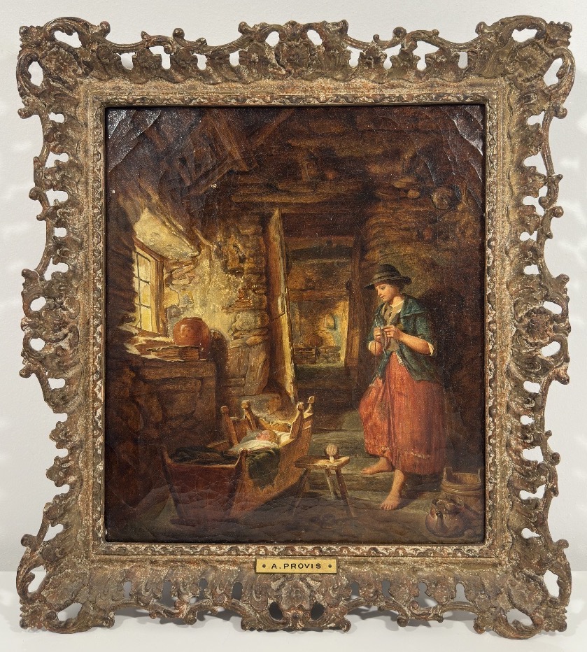 Alfred Provis (1843-1886) Oil On Canvas - Maternal Interior Scene - 1857