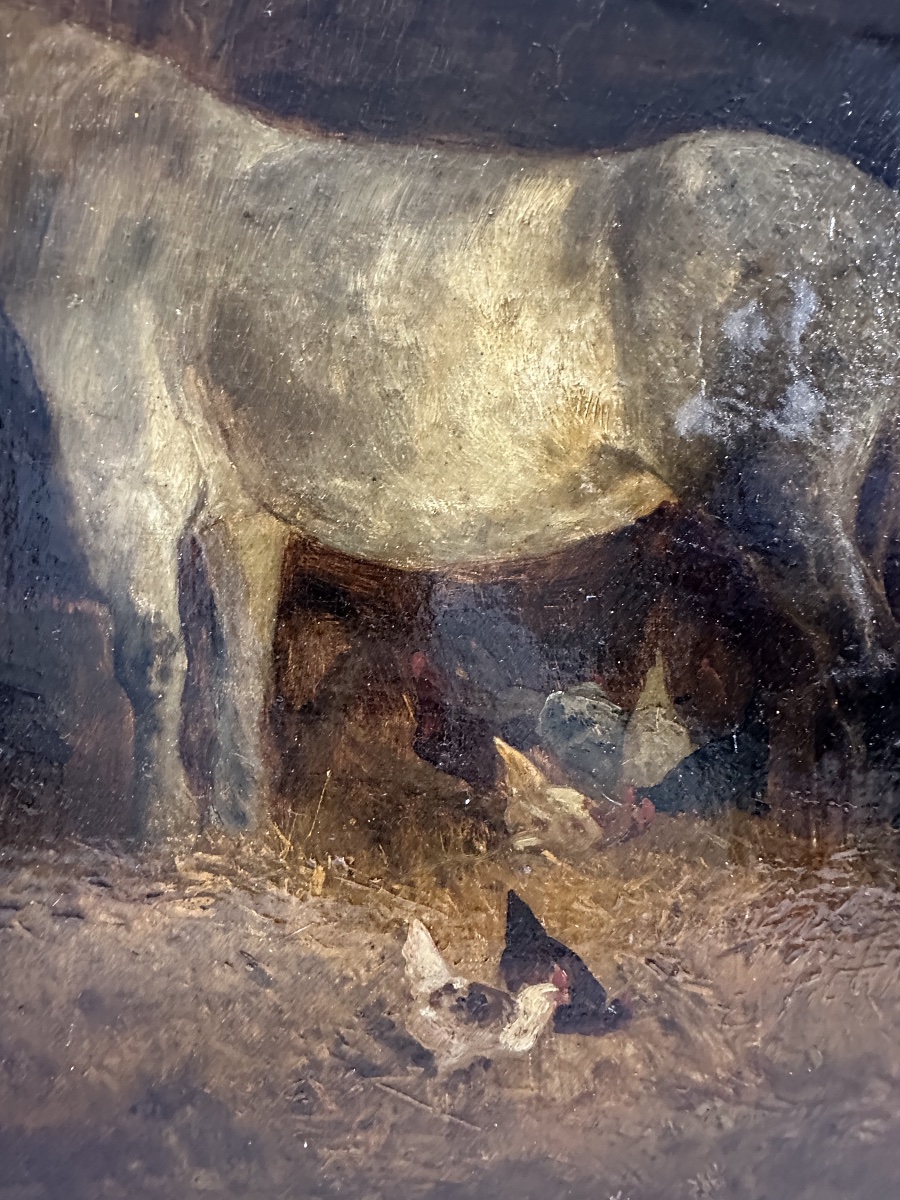 Alexandre Defaux (1826-1900) Huile sur toile -  Cheval à l'écurie / Provenance-photo-2