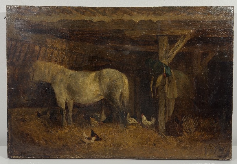 Alexandre Defaux (1826-1900) Huile sur toile -  Cheval à l'écurie / Provenance