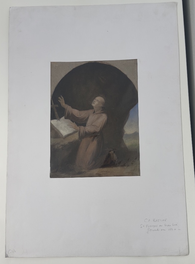 Camille Auguste Gastine (1819-1867) Saint Francis Of Assisi In Ecstasy, Gouache -photo-4