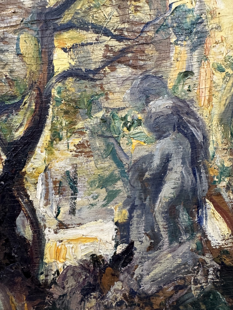 Pierre ALMES (1880-1944) Fontaine animée sur une place  / Pays Basque ? Cadre Bouche-photo-5
