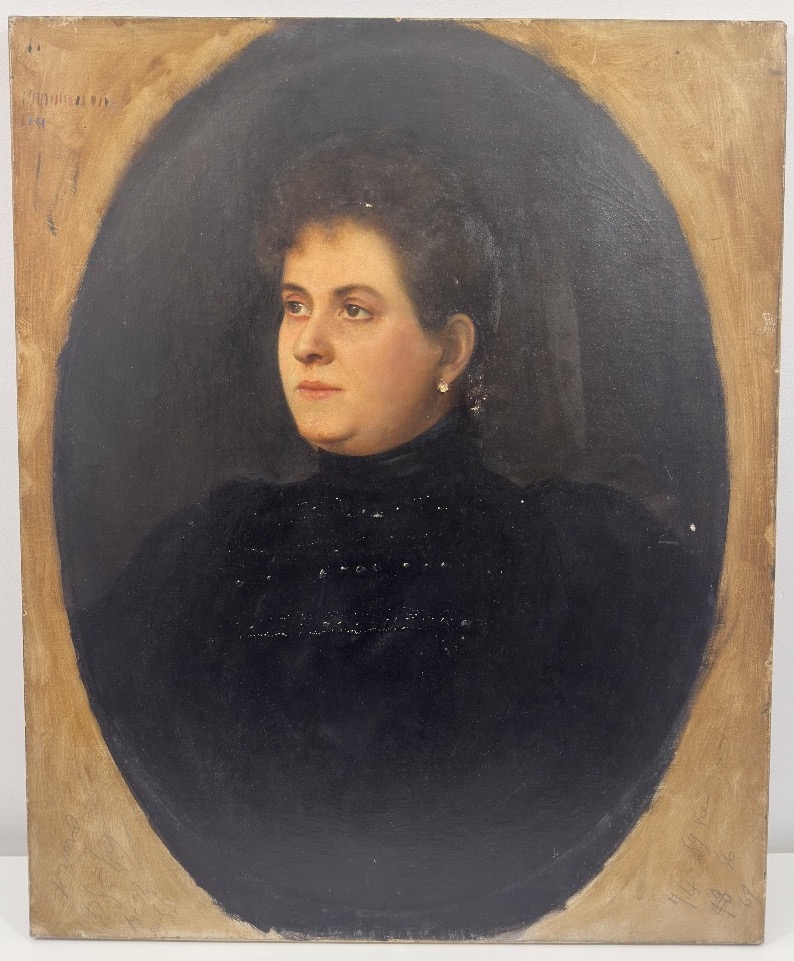 19th Century Oil On Canvas – Female Bust Portrait, Painted Oval Composition – French School