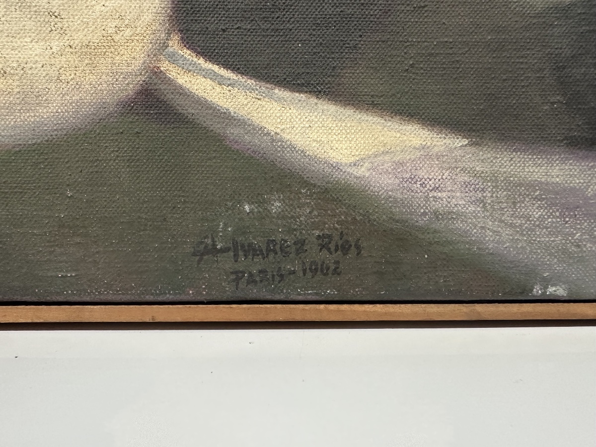 Roberto Alvarez Rios (1932-2015) Huile titrée " Comme au temps de l'amour "Paris 1962 CUBA-photo-3