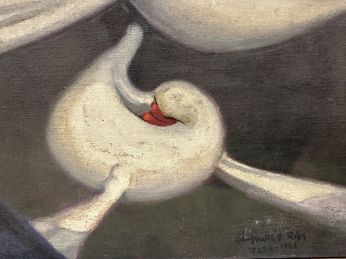 Roberto Alvarez Rios (1932-2015) Huile titrée " Comme au temps de l'amour "Paris 1962 CUBA-photo-1