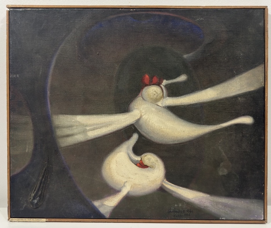 Roberto Alvarez Rios (1932-2015) Huile titrée " Comme au temps de l'amour "Paris 1962 CUBA