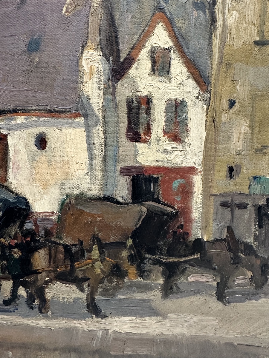 Emmanuel Marcel-Laurent (1892-1948)  Marché à Quimper Bretagne / groupe de Concarneau-photo-1