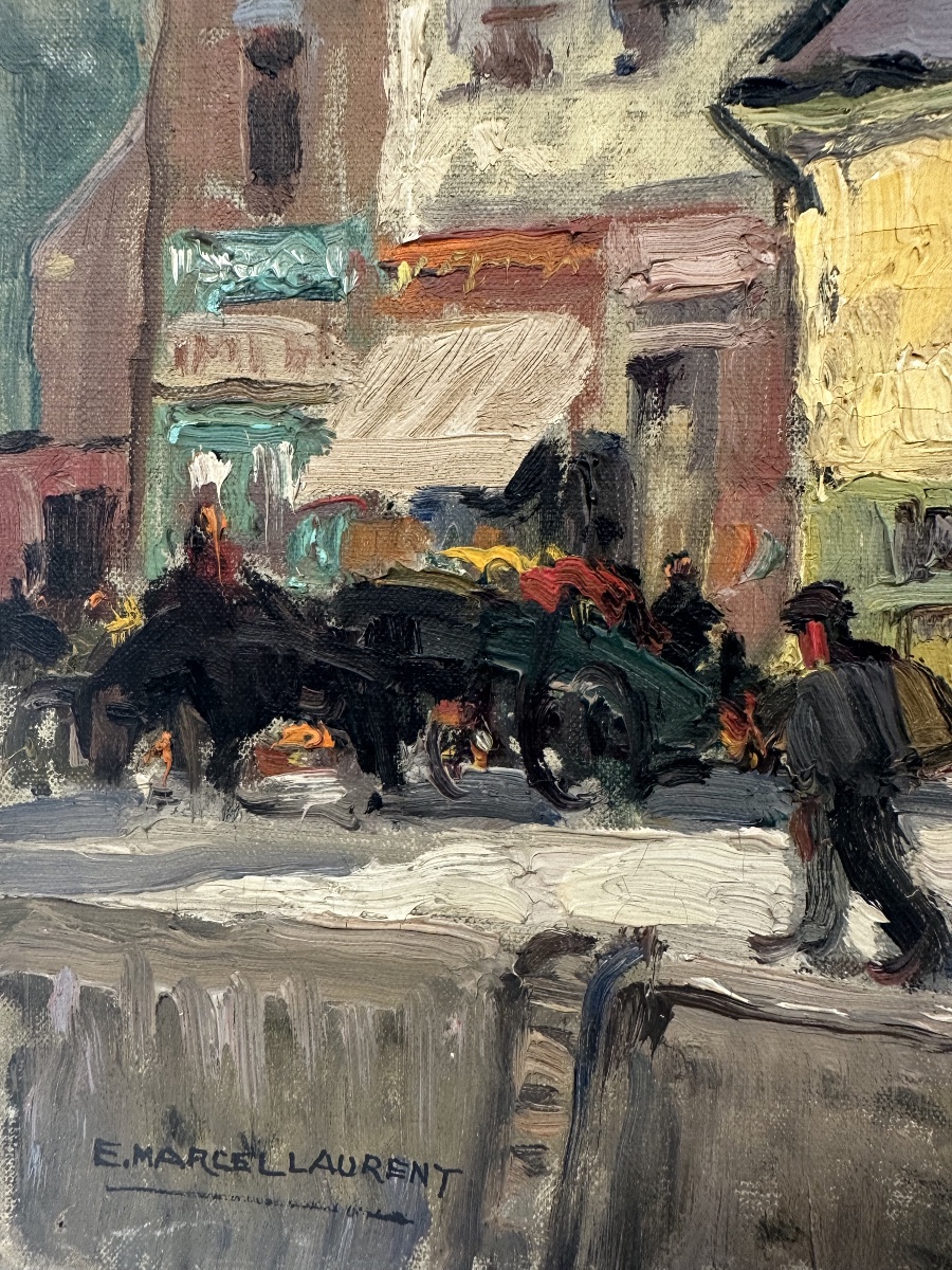 Emmanuel Marcel-Laurent (1892-1948)  Marché à Quimper Bretagne / groupe de Concarneau-photo-4