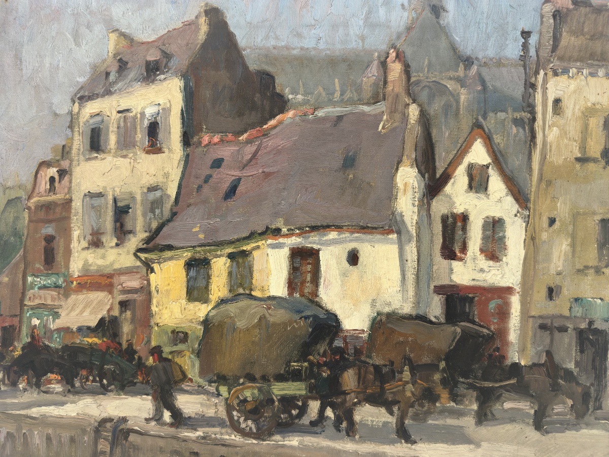 Emmanuel Marcel-Laurent (1892-1948)  Marché à Quimper Bretagne / groupe de Concarneau-photo-8