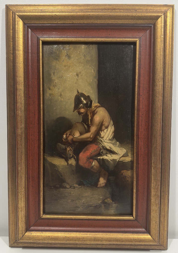 École française du XIX ème Gladiateur assis laçant sa jambière s. Jean-Léon GÉRÔME (1824-1904) -photo-2
