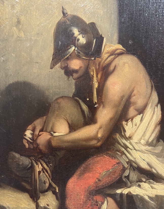 École française du XIX ème Gladiateur assis laçant sa jambière s. Jean-Léon GÉRÔME (1824-1904) -photo-7