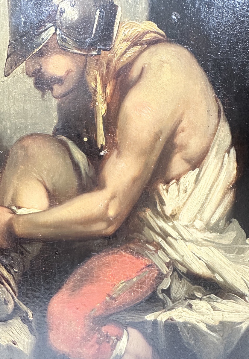 École française du XIX ème Gladiateur assis laçant sa jambière s. Jean-Léon GÉRÔME (1824-1904) -photo-3