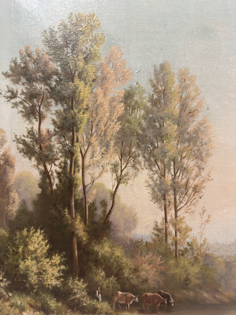 Alice GIFFARD DE LA RIVE (XIXe siècle) Paysage animé région du lac Léman et du Mont-Blanc-photo-8
