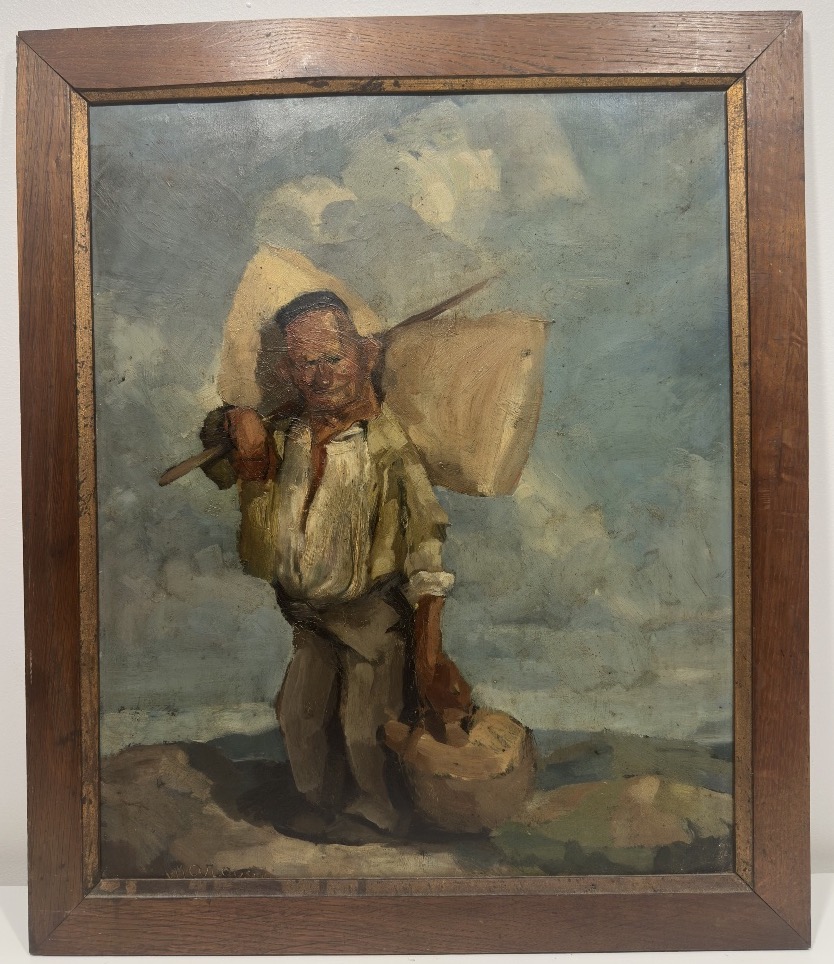 Jean Marquerie (1905-1968) Huile Sur Panneau 1943 Personnage local : Tarbes, Hautes-Pyrénées.-photo-2