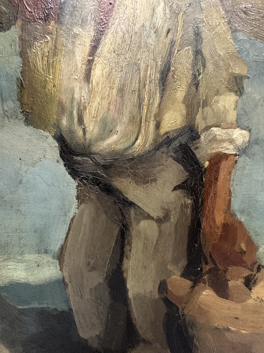 Jean Marquerie (1905-1968) Huile Sur Panneau 1943 Personnage local : Tarbes, Hautes-Pyrénées.-photo-1