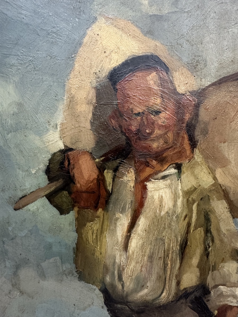 Jean Marquerie (1905-1968) Huile Sur Panneau 1943 Personnage local : Tarbes, Hautes-Pyrénées.-photo-2