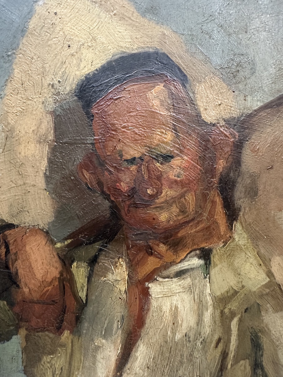 Jean Marquerie (1905-1968) Huile Sur Panneau 1943 Personnage local : Tarbes, Hautes-Pyrénées.-photo-4