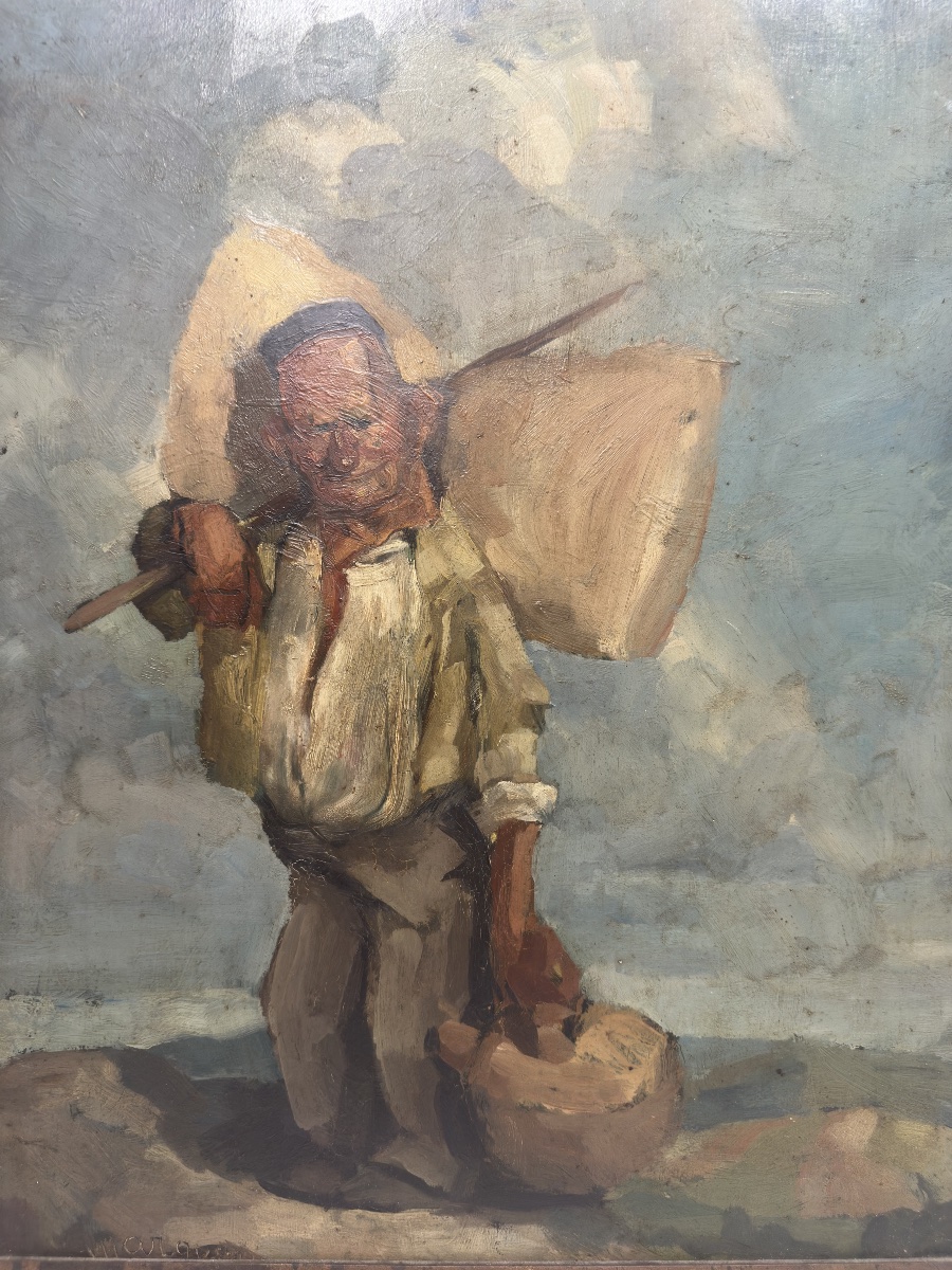 Jean Marquerie (1905-1968) Huile Sur Panneau 1943 Personnage local : Tarbes, Hautes-Pyrénées.