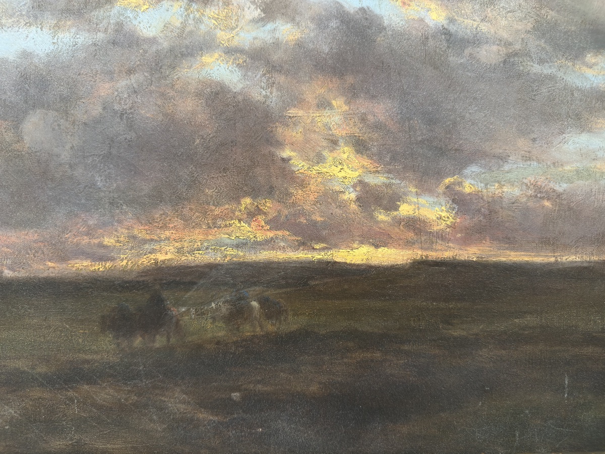 Clément Quinton (1851-1921) - Sunset On A Stormy Evening - Oil-photo-6