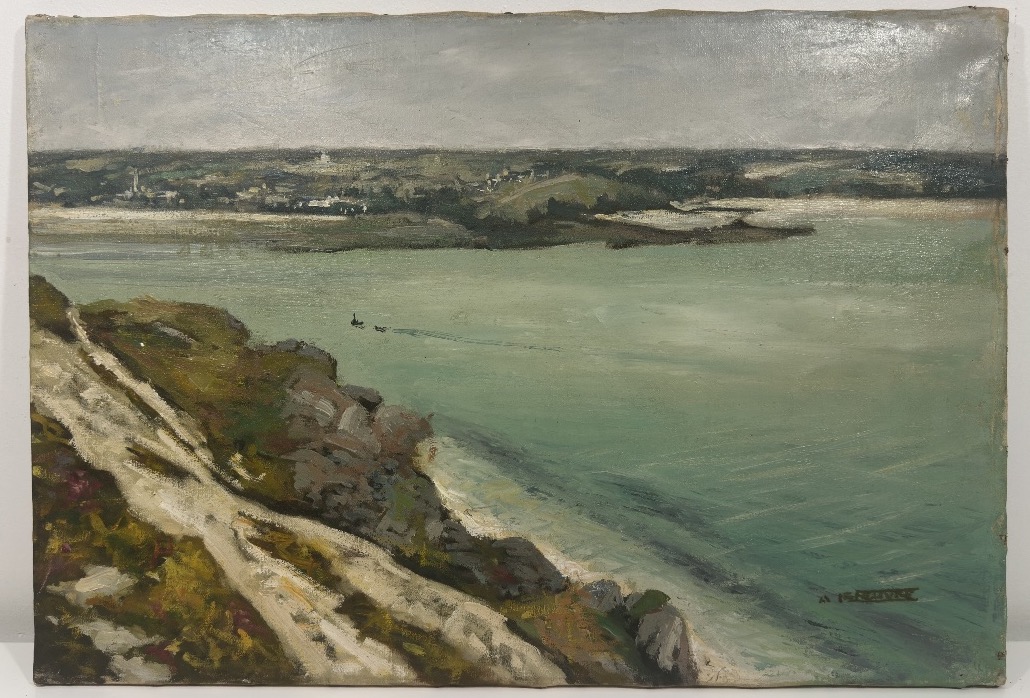 Arsène-marie Le Feuvre (sillé-le-guillaume, 1863 – Le Mans, 1936) Coastal View, Cliff Path 