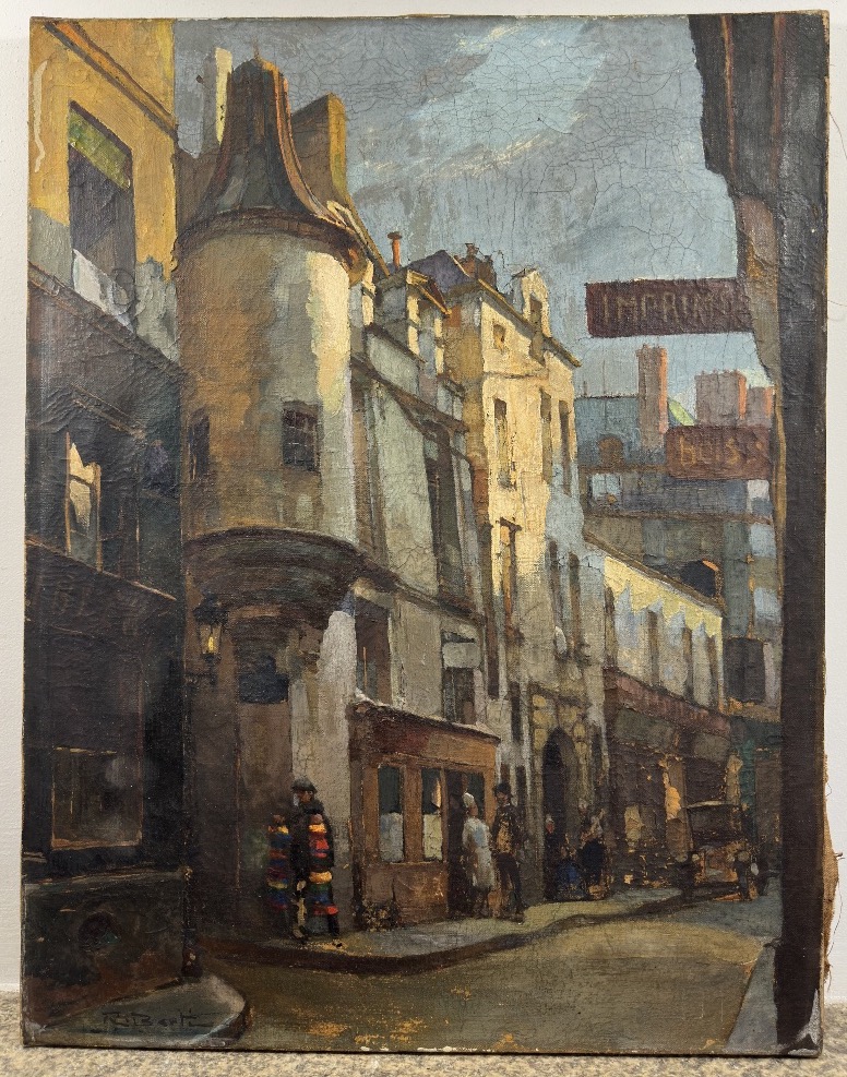 René Berti, Known As Renato Berti (padua, 1884 – Vicenza, 1939) Old Paris, Street Corner