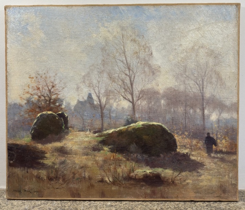 Alfred DAN (1852-1926) Sous-bois aux rochers, forêt de Fontainebleau 1894 Barbizon 