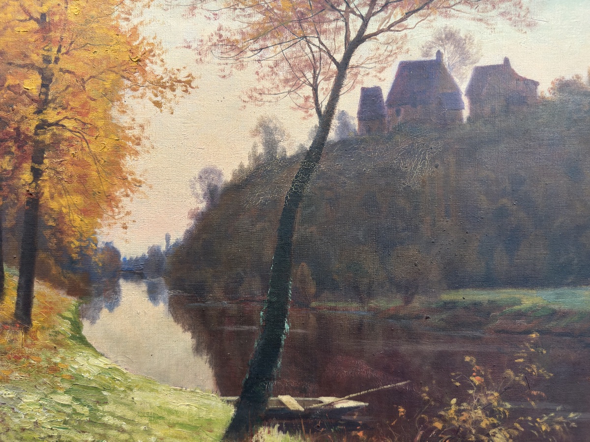 Mary Renard (1849-1925) - Autumn River, Normandy - Oil, 1918-photo-6